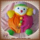 DOUDI DOUDOU CLOWN GARCON ORANGE ROSE 30 cm SOS