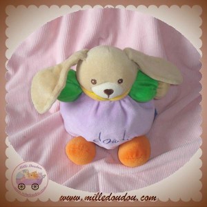 DOUDI DOUDOU CHIEN BEIGE BOULE MAUVE VIOLET SOS