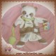 DOUDOU ET COMPAGNIE SOS PANDA MARIONNETTE BLANC GRIS TAUPE FEUILLE HOCHET