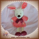 VETIR DOUDOU LAPIN ECRU ROBE ROSE AVEC FLEURS SOS