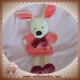 VETIR DOUDOU LAPIN ECRU ROBE ROSE AVEC FLEURS SOS