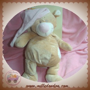 DOU KIDOU DOUDOU OURS BEIGE BONNET ROSE SOS DOUKIDOU