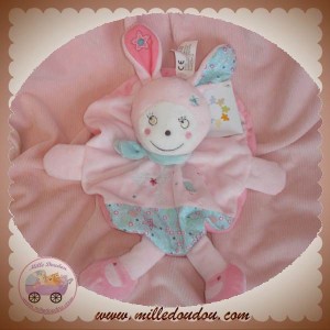 NICOTOY DOUDOU LAPIN PLAT ROND ROSE BLEU OISEAU SOS