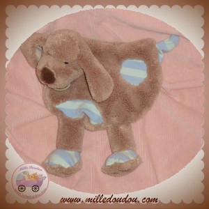 BABYNAT DOUDOU CHIEN PLAT FRIMOUSSE MARRON TISSU BLEU SOS