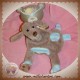 BABYNAT DOUDOU CHIEN PLAT FRIMOUSSE MARRON TISSU BLEU SOS