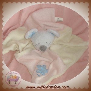 NICOTOY DOUDOU SOURIS PLATE ECRU ROSE FLEUR SOS NICOTOY DOUDOU SOURIS PLATE ECRU ROSE FLEUR SOS