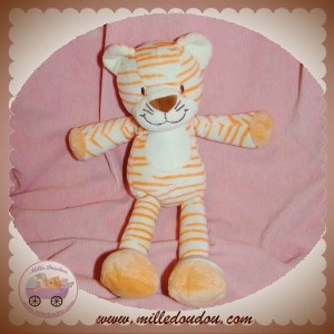 NICOTOY DOUDOU LEOPARD CHAT RAYE BLANC ORANGE SOS