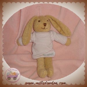 JEAN BOURGET DOUDOU LAPIN MARRON PULL RAYE ROSE GRIS SOS