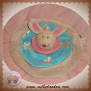 MANHATTAN TOY DOUDOU LAPIN PLAT ROND BLEU ROSE TAUPE SOS