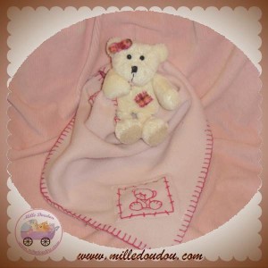 ALICE'S BEAR SHOP DOUDOU OURS MOUCHOIR ROSE RUSS BERRIE SOS