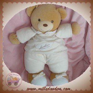 KALOO DOUDOU OURS BEIGE CORPS ECRU FEUILLE LIERE SOS