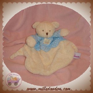 POMMETTE DOUDOU OURS ECU PLAT BLEU CROIX SOS