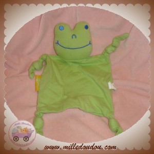 AUCHAN DOUDOU GRENOUILLE TISSU PLAT VERT NOEUD SOS