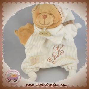 DOUDOU ET COMPAGNIE SOS OURS MARRON MARIONNETTE BLANC BIO