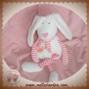 BABYNAT BABY NAT DOUDOU LAPIN BLANC RAYE ROSE CLAIR COEUR SOS