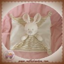 VETIR DOUDOU LAPIN BLANC PLAT RAYE BEIGE SOS