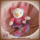 KIMBALOO DOUDOU SOURIS BLANC ROBE ROSE VIOLET ETOILE SOS