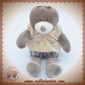 NOUKIE'S DOUDOU TAUPE BRUN EMMA TIDOU 25 cm SOS