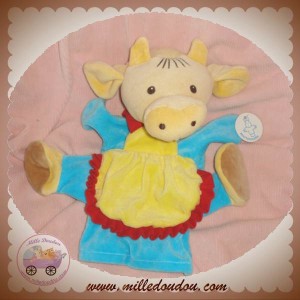 NOUNOURS DOUDOU COCHON ECRU MARIONNETTE BLEU SOS