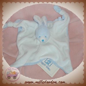 COUDE MAIL DOUDOU LAPIN PLAT BLANC BLEU NOEUD SOS