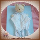 NOUNOURS DOUDOU OURS ECRU PLAT TISSU BLANC BLEU BEBE SOS