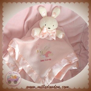 CARTER'S DOUDOU LAPIN PLAT ROSE LISERET SATIN SOS