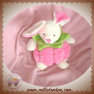 BABYNAT BABY NAT DOUDOU LAPIN BLANC BOULE FRAMBOISE ROSE VERT SOS