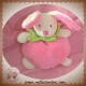 BABYNAT BABY NAT DOUDOU LAPIN BLANC BOULE FRAMBOISE ROSE VERT SOS