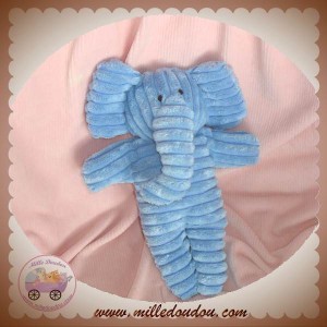 DOUDOU ELEPHANT BLEU VELOURS COTE SOS