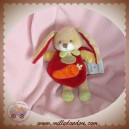 DOUDOU ET COMPAGNIE SOS LAPIN BEIGE CAPE ROUGE CAROTTE ATTACHE SOS