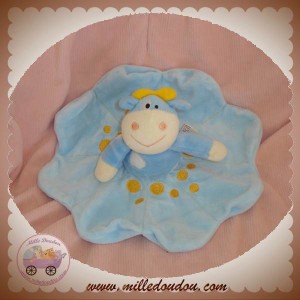 PEDRO DOUDOU VACHE BLEU PLAT ROBE ROND JAUNE SOS