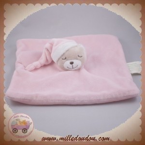 KIMBALOO DOUDOU OURS PLAT ROSE BONNET DORMEUR SOS