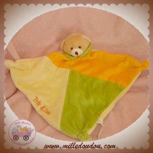 TRIS & TON DOUDOU OURS PLAT ORANGE VERT SOS TRIS & TON DOUDOU OURS PLAT ORANGE VERT SOS