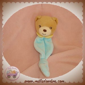 KALOO DOUDOU OURS BEIGE CORPS BLEU NOEUD SOS