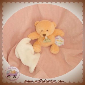 DOUDOU ET COMPAGNIE SOS OURS ORANGE CLEMENTINE MOUCHOIR BLANC