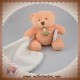 DOUDOU ET COMPAGNIE SOS OURS ORANGE CLEMENTINE MOUCHOIR BLANC