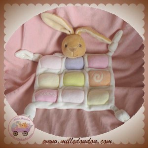 KALOO DOUDOU LAPIN BEIGE PLAT CANDY CARRE RELIEF ROSE VIOLET SOS