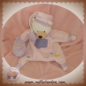 BABYNAT DOUDOU OURS MARIONNETTE ROSE MAUVE POUDRE CMP SOS