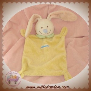 POMMETTE DOUDOU LAPIN ECRU PLAT JAUNE SOS