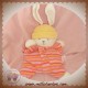 COROLLE DOUDOU LAPIN BLANC QUASI PLAT RAYE ROSE ORANGE SOS