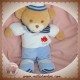 TAKINOU DOUDOU OURS BEIGE MARIN POISSON BLANC BLEU 30 cm SOS