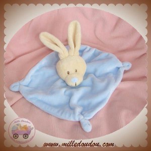 NICOTOY DOUDOU LAPIN ECRU PLAT BLEU SOS