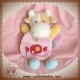 DOUDOU ET COMPAGNIE VACHE CERISE CAPE ROSE JAUNE BEIGE BONBON SOS