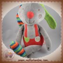 EBULOBO DOUDOU LAPIN GRIS SALOPETTE ROUGE COEUR SOS