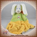 MOTS D'ENFANTS DOUDOU LAPIN CHIEN PLAT LOSANGE JAUNE VERT SOS