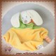 MOTS D'ENFANTS DOUDOU LAPIN CHIEN PLAT LOSANGE JAUNE VERT SOS