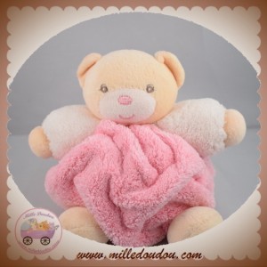 KALOO DOUDOU OURS ECRU BOULE PLUME ROSE SOS