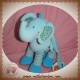 NICOTOY DOUDOU ELEPHANT BLEU TURQUOISE MUSICAL SOS