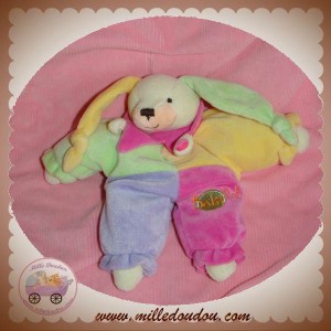 BABYNAT DOUDOU LAPIN QUASI PLAT JAUNE VERT ROSE SOS