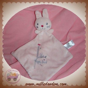 NICOTOY DOUDOU LAPIN PLAT ROSE BIRD OISEAU COEUR SOS